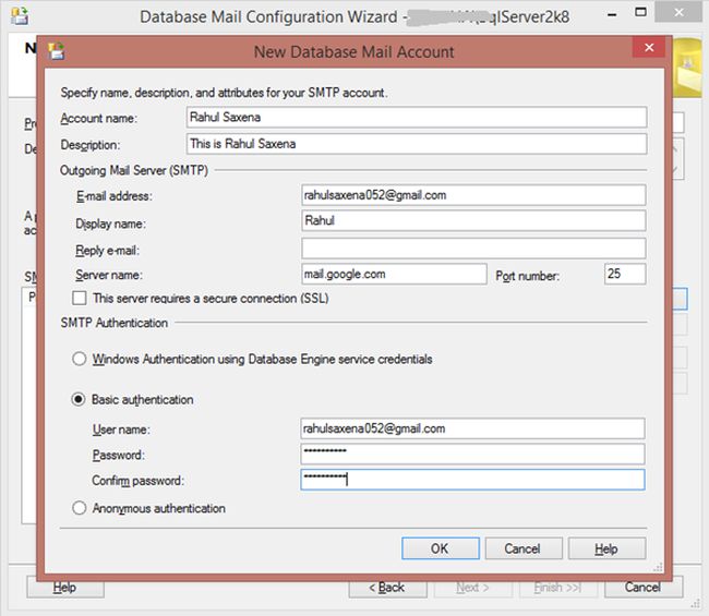 new database mail account